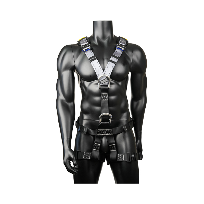 KA14-1 クライミング ハーネス、アルミニウム D リング 5 個、クイック リリース バックル 2 個付き EN361